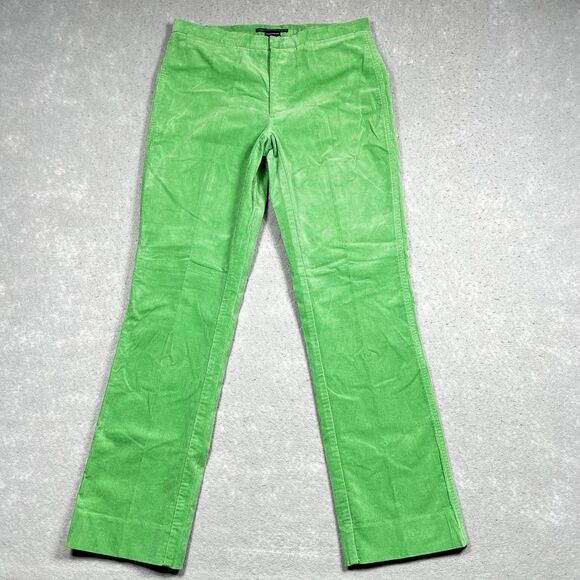 Ralph Lauren Sport Pants Womens Size 4 Green Stretch Corduroy Straight Pants - Picture 1 of 12